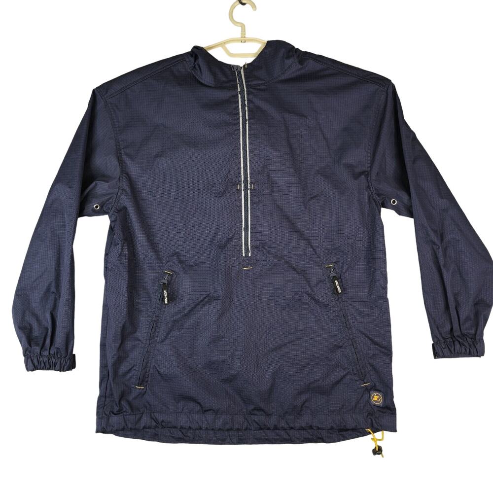 Starter Windbreaker Jacket Mens Medium Blue Yellow Polyester‎ Half Zip Pockets